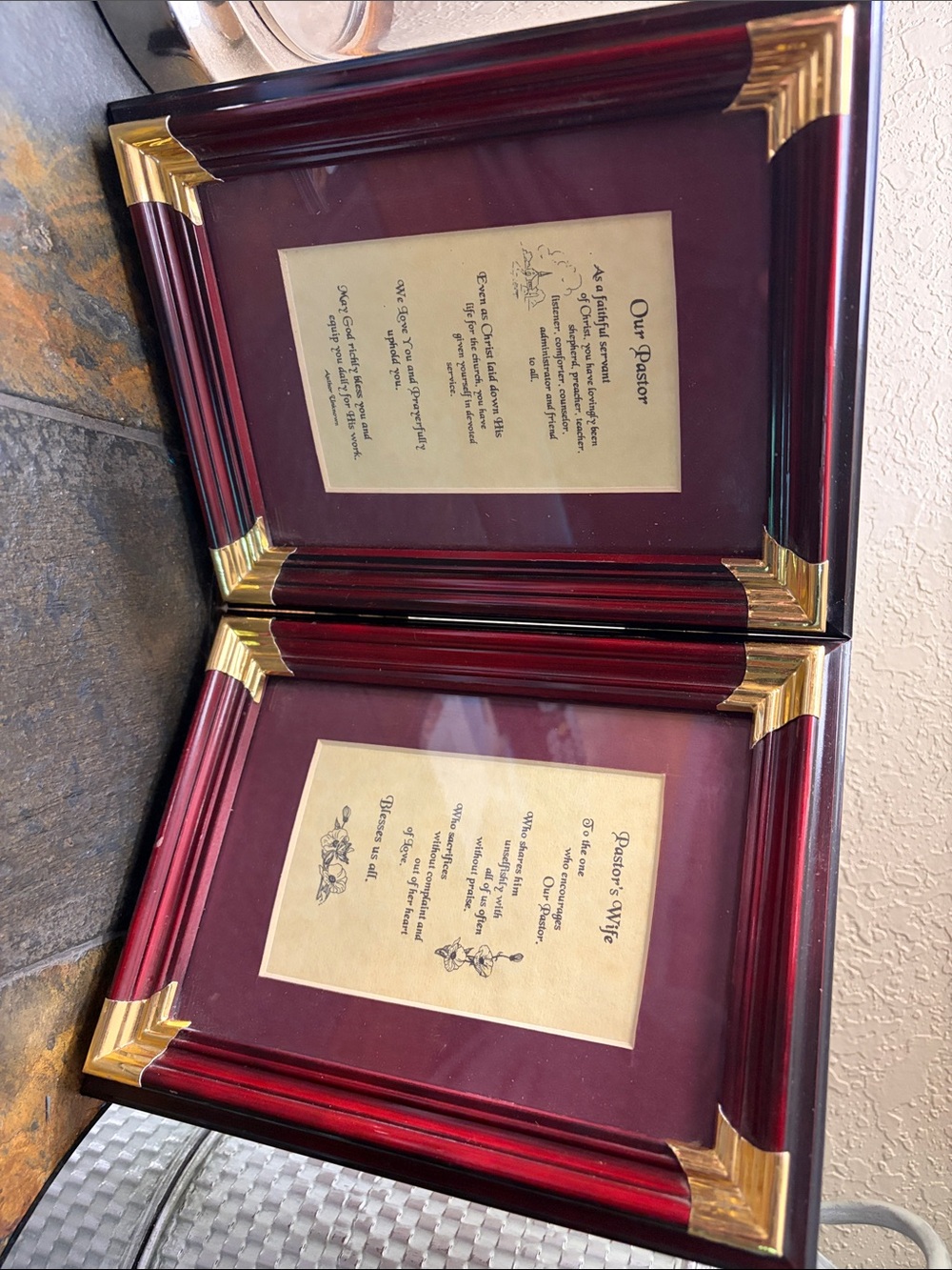 Cherry frame of pastor and pastor wife encouraging words